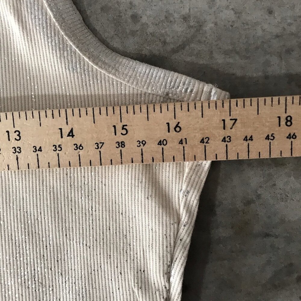 Y2K Almost Famous Top Large Cami Cream Metallic Silver Splatter Rave Going Out - Picture 10 of 14